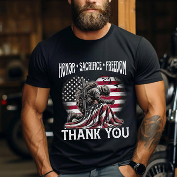 Honor Sacrifice and Remember Thank You Veteran Patriotic Tribute T-Shirt