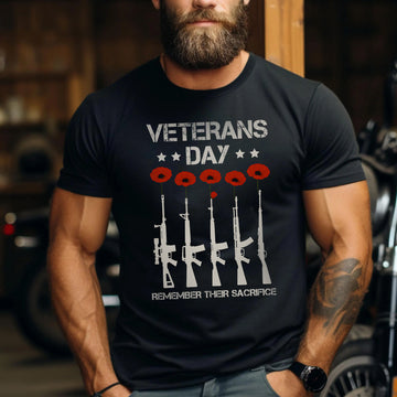 Remember Their Sacrifice Veteran Day US Military Patriotic Tribute T-Shirt