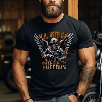 Defenders of Freedom Proud US Military Veteran Patriotic Service T-Shirt