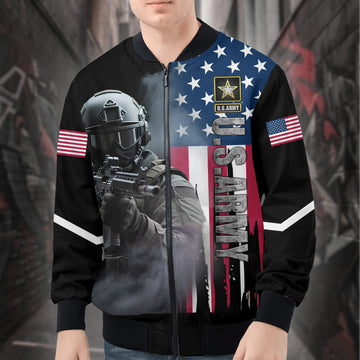 U.S. Army Honor the Fallen Live for the Free Tribute to Sacrifice Duty and American Freedom All-over Print Bomber Jacket