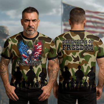 U.S. Army Defenders of Freedom Brave Veterans Standing Strong for Honor Country and Liberty All-over Print T-Shirt