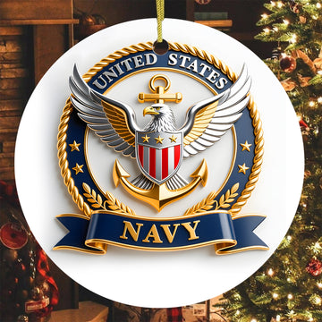 United States Navy Military Patriotic Veteran American Flag Honor Service Ornament