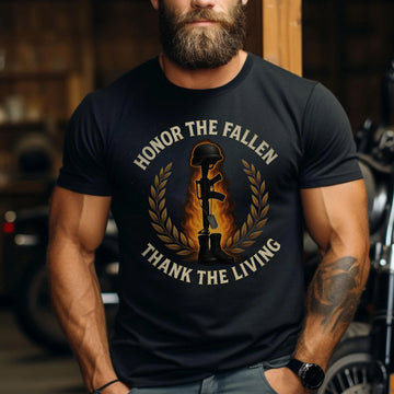 Honor the Fallen Thank the Living US Military Veteran Patriotic Tribute T-Shirt