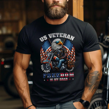 Veteran Freedom Is My Road Proud US Military Patriotic Pride T-Shirt