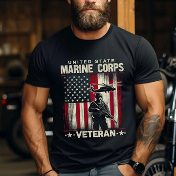 Marine Corps Veteran US Military Patriotic Honoring Service and Sacrifice T-Shirt