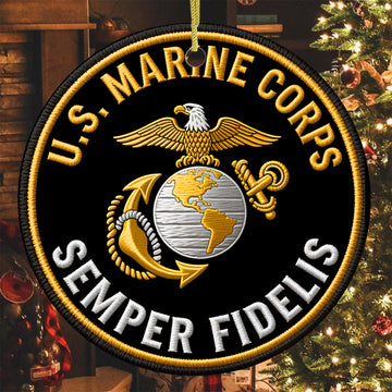 U.S. Marine Corps Semper Fidelis Always Faithful Proud Veteran Spirit of Honor and Loyalty Ornament