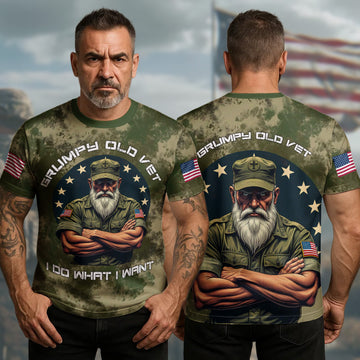 Grumpy Old Vet I Do What I Want U.S. Veteran Living Proud Loud All-over Print T-Shirt