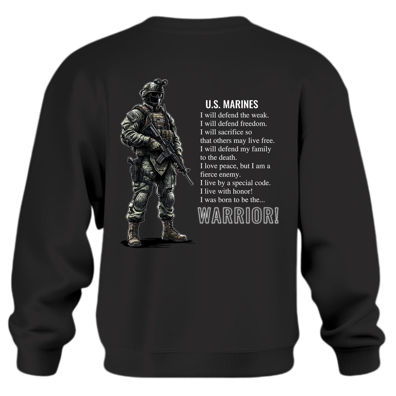 US Marines Warrior Military Patriotic Sweatshirt
