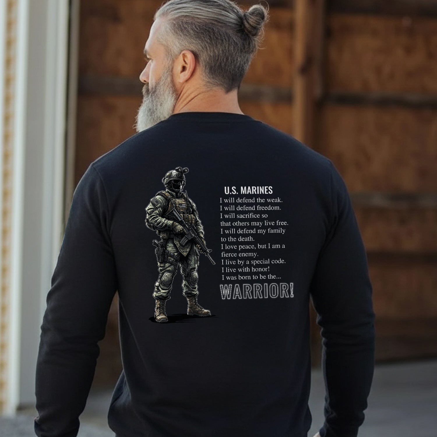 US Marines Warrior Military Patriotic Sweatshirt