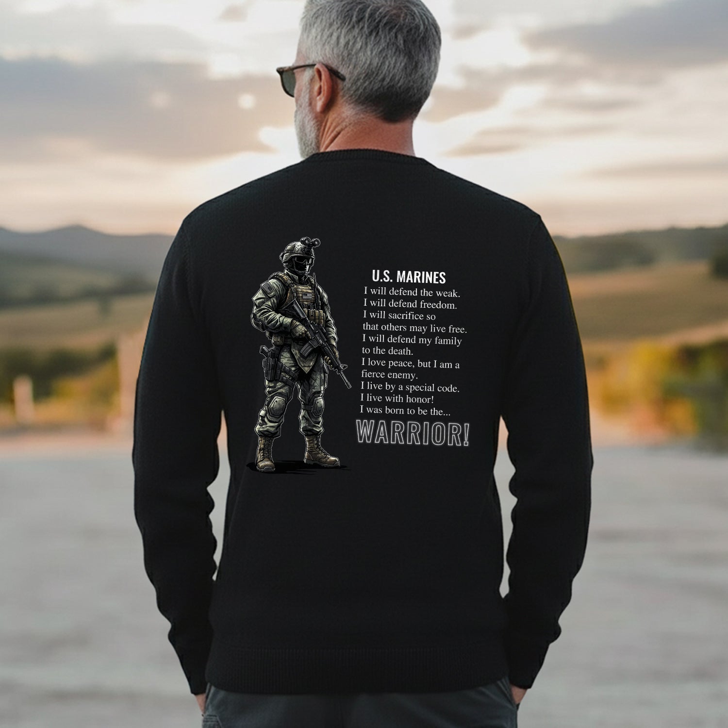 US Marines Warrior Military Patriotic Sweatshirt