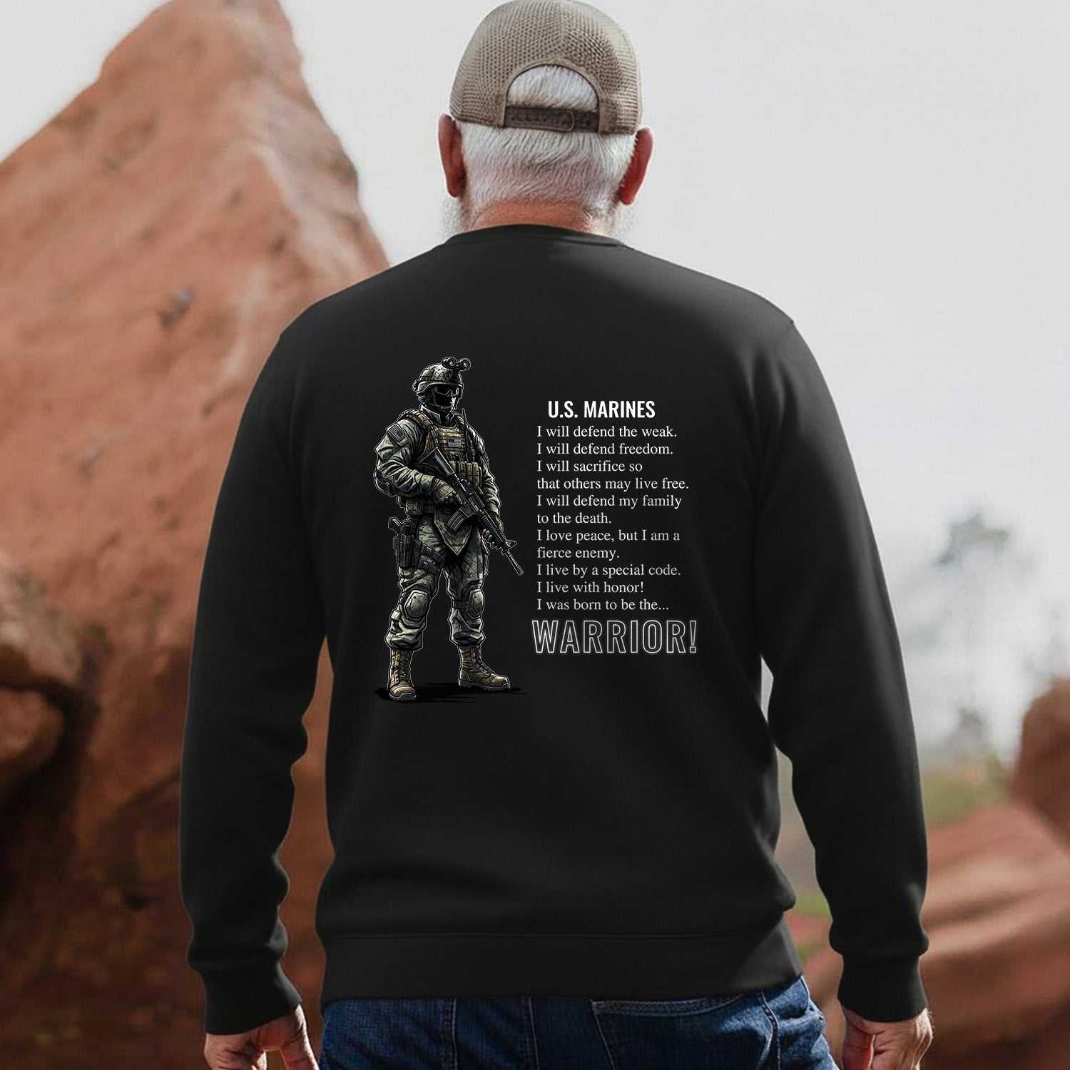US Marines Warrior Military Patriotic Sweatshirt
