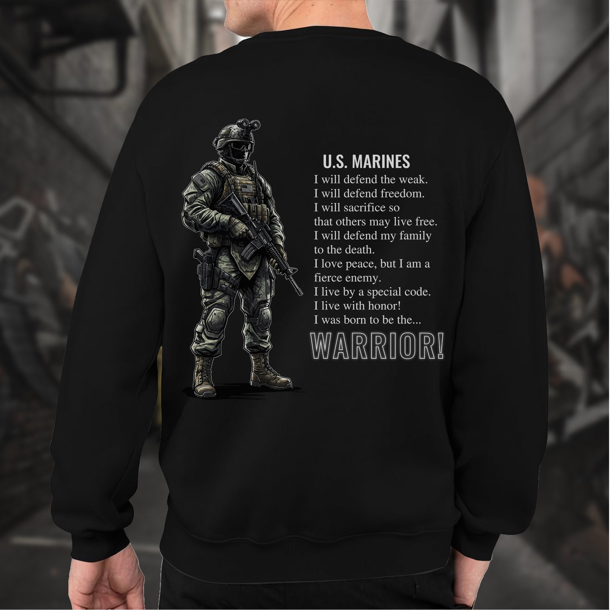 US Marines Warrior Military Patriotic Sweatshirt