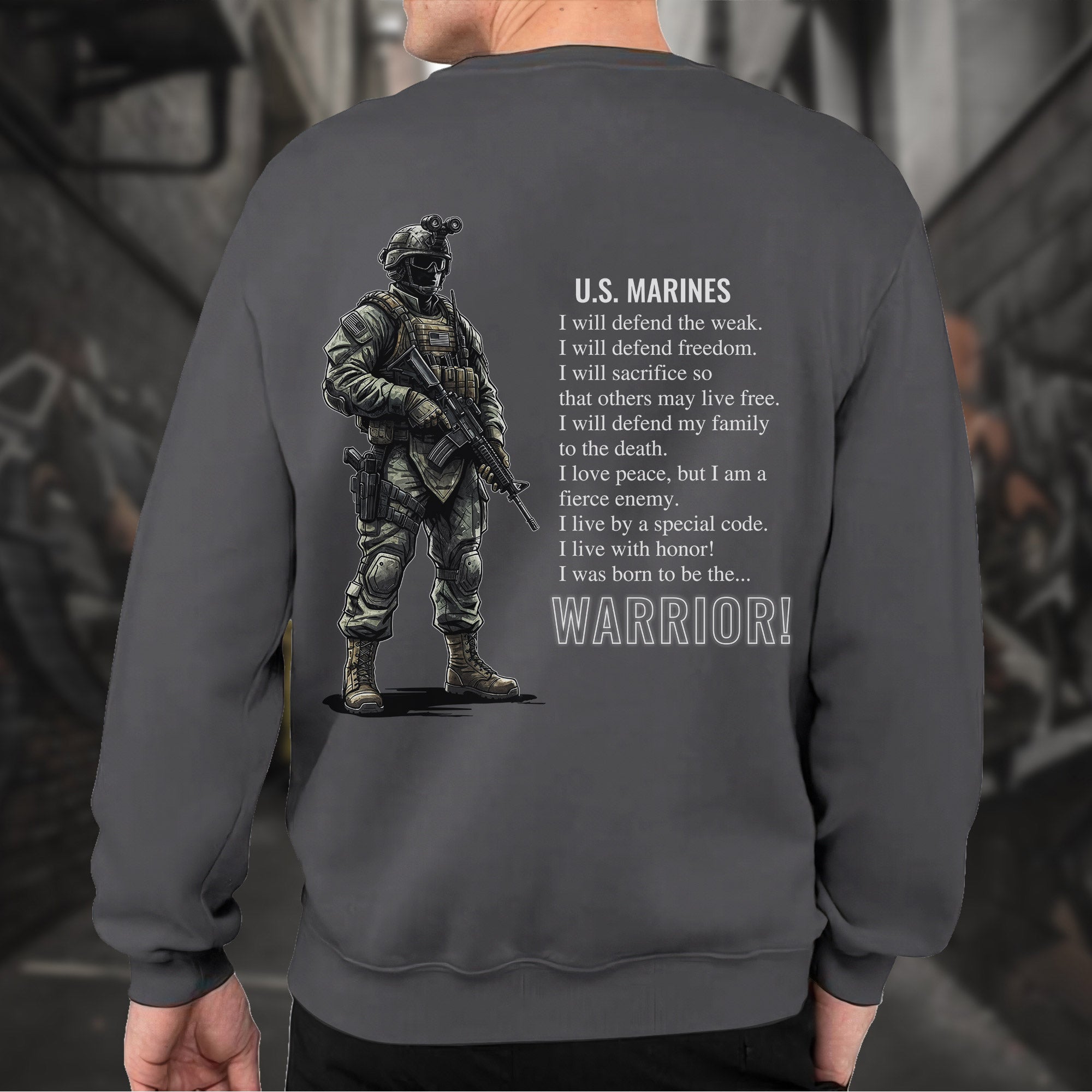 US Marines Warrior Military Patriotic Sweatshirt