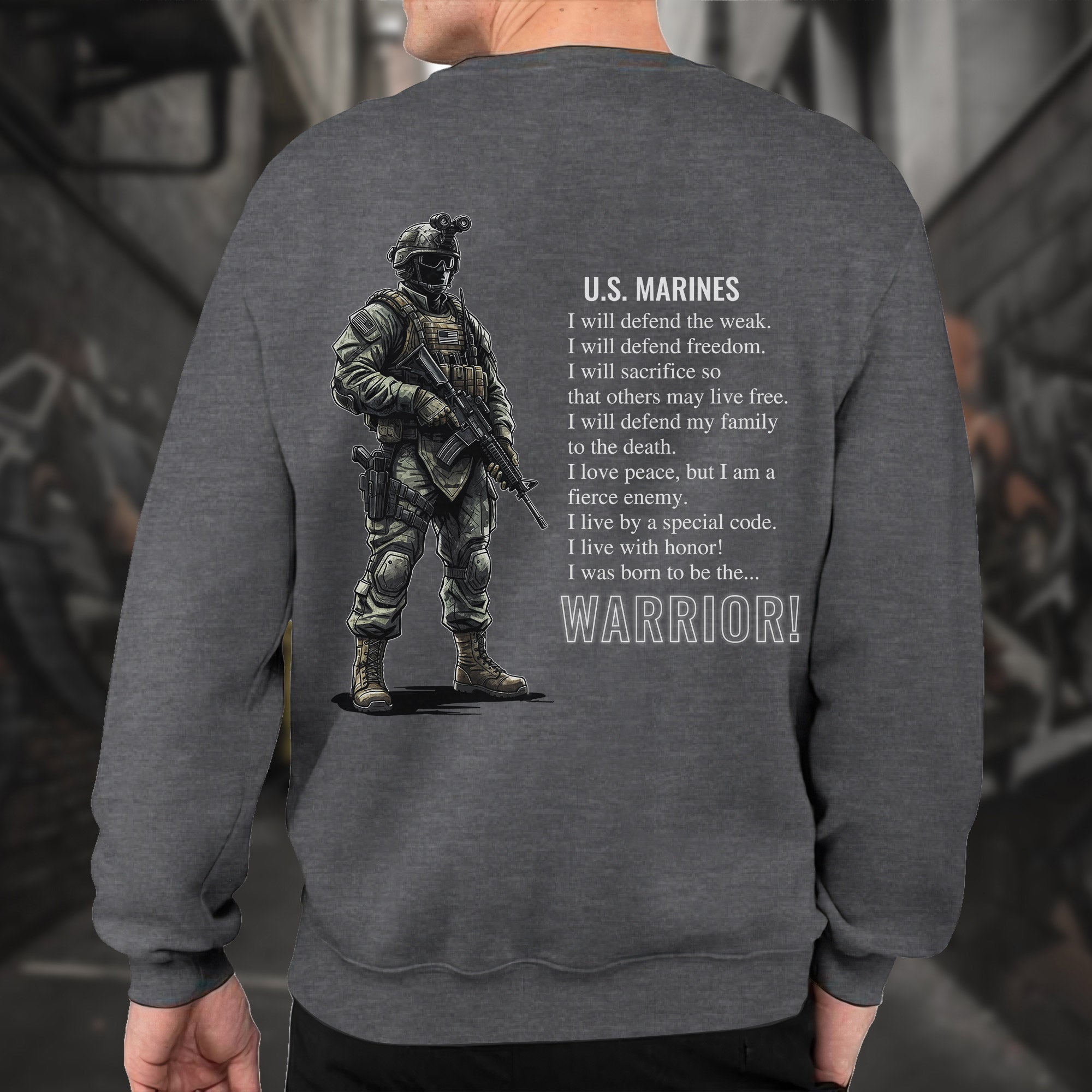 US Marines Warrior Military Patriotic Sweatshirt