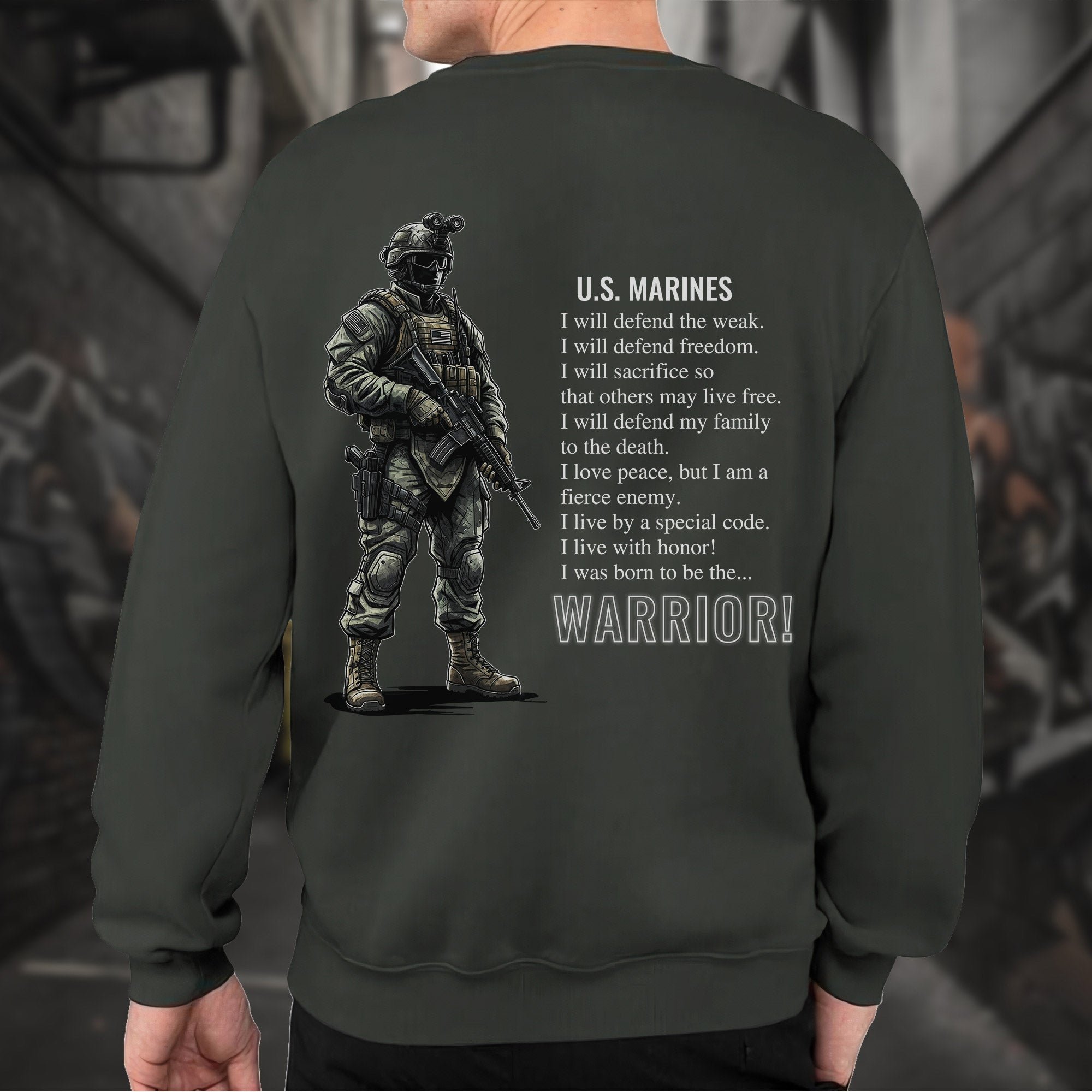 US Marines Warrior Military Patriotic Sweatshirt