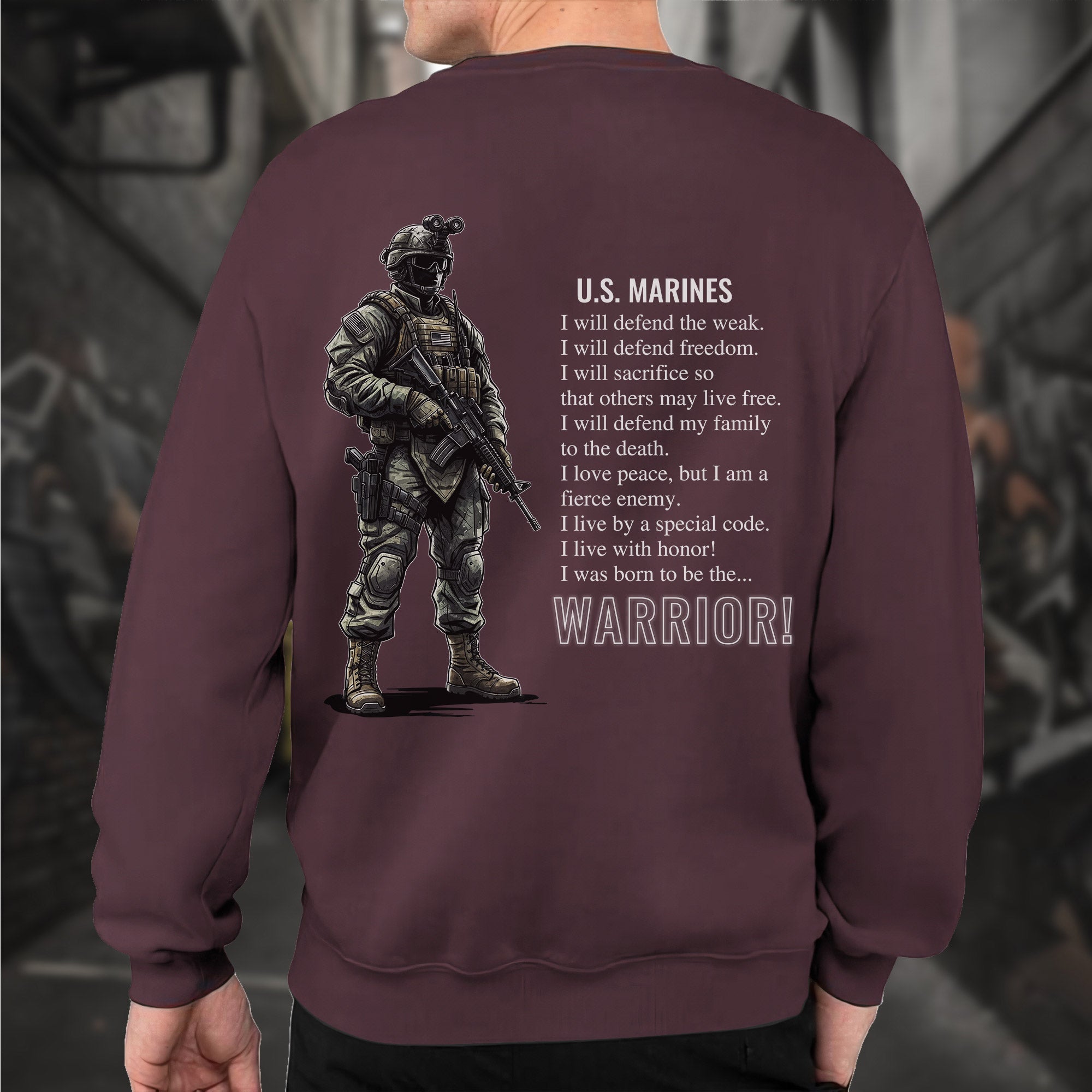US Marines Warrior Military Patriotic Sweatshirt