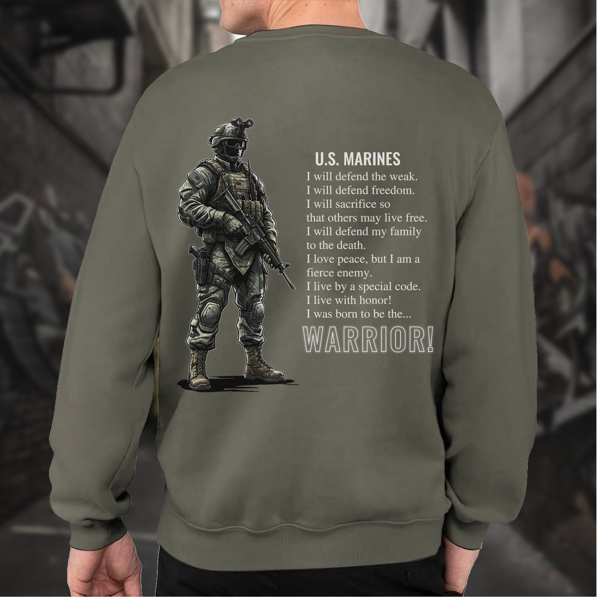 US Marines Warrior Military Patriotic Sweatshirt