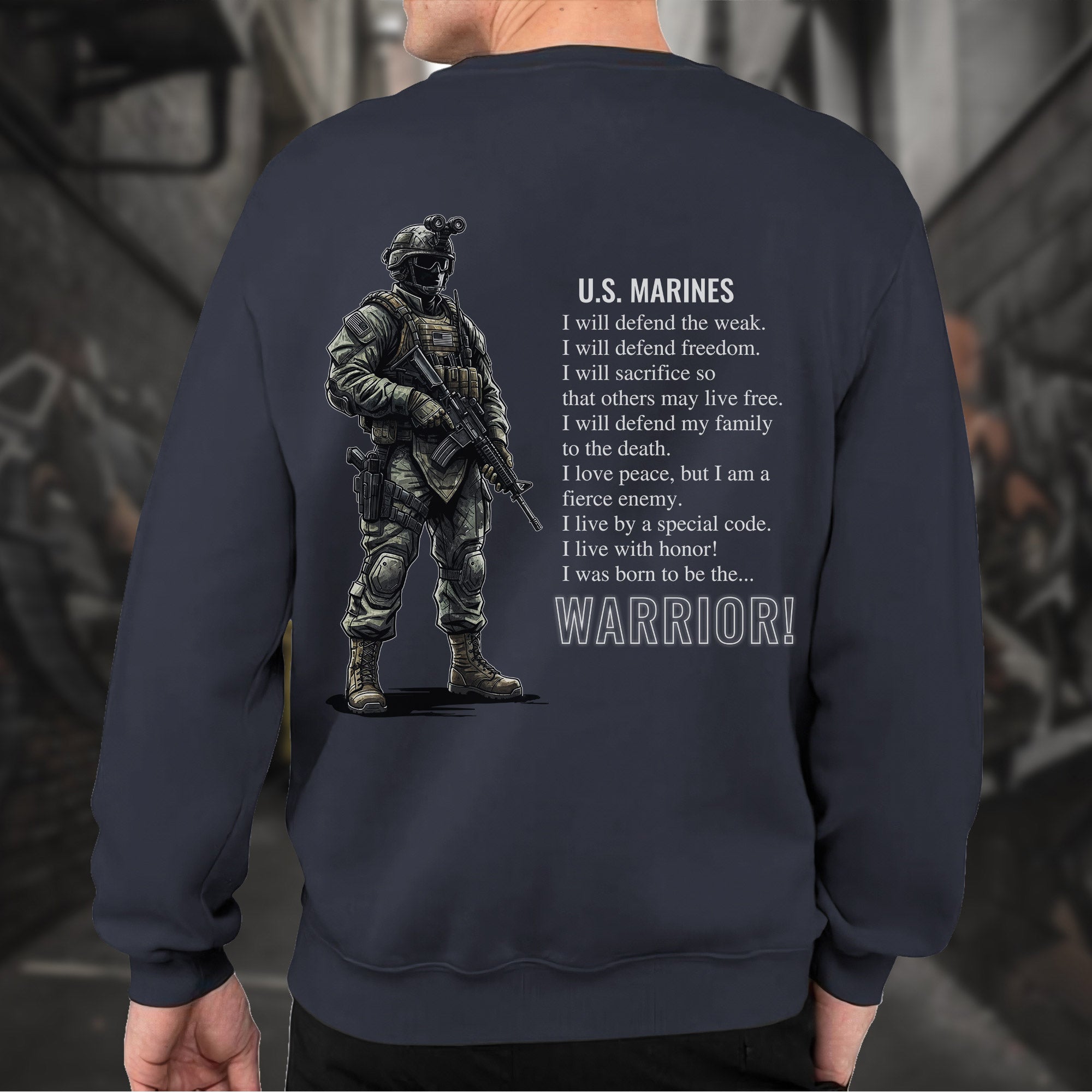 US Marines Warrior Military Patriotic Sweatshirt