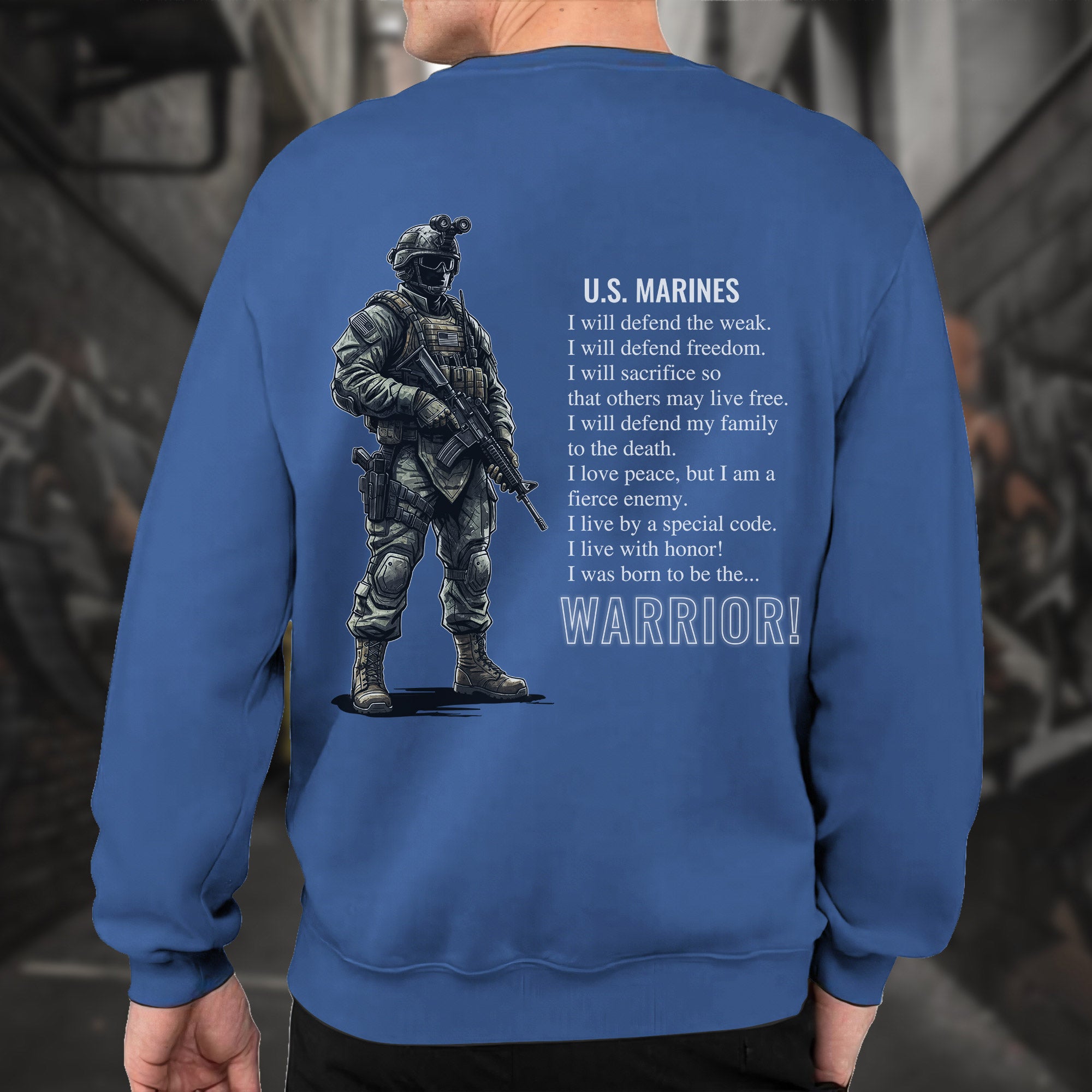 US Marines Warrior Military Patriotic Sweatshirt