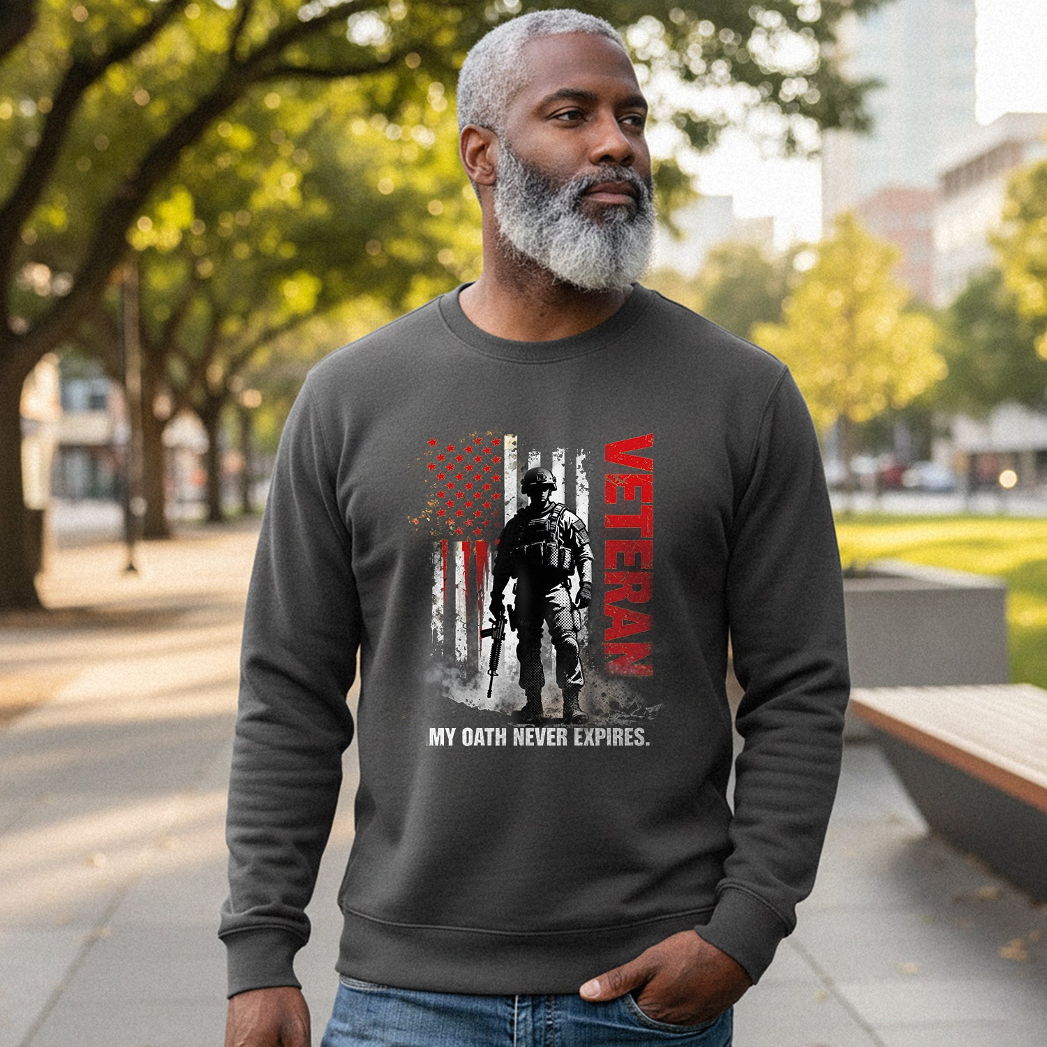 Veteran My Oath Never Expires Military Sweatshirt