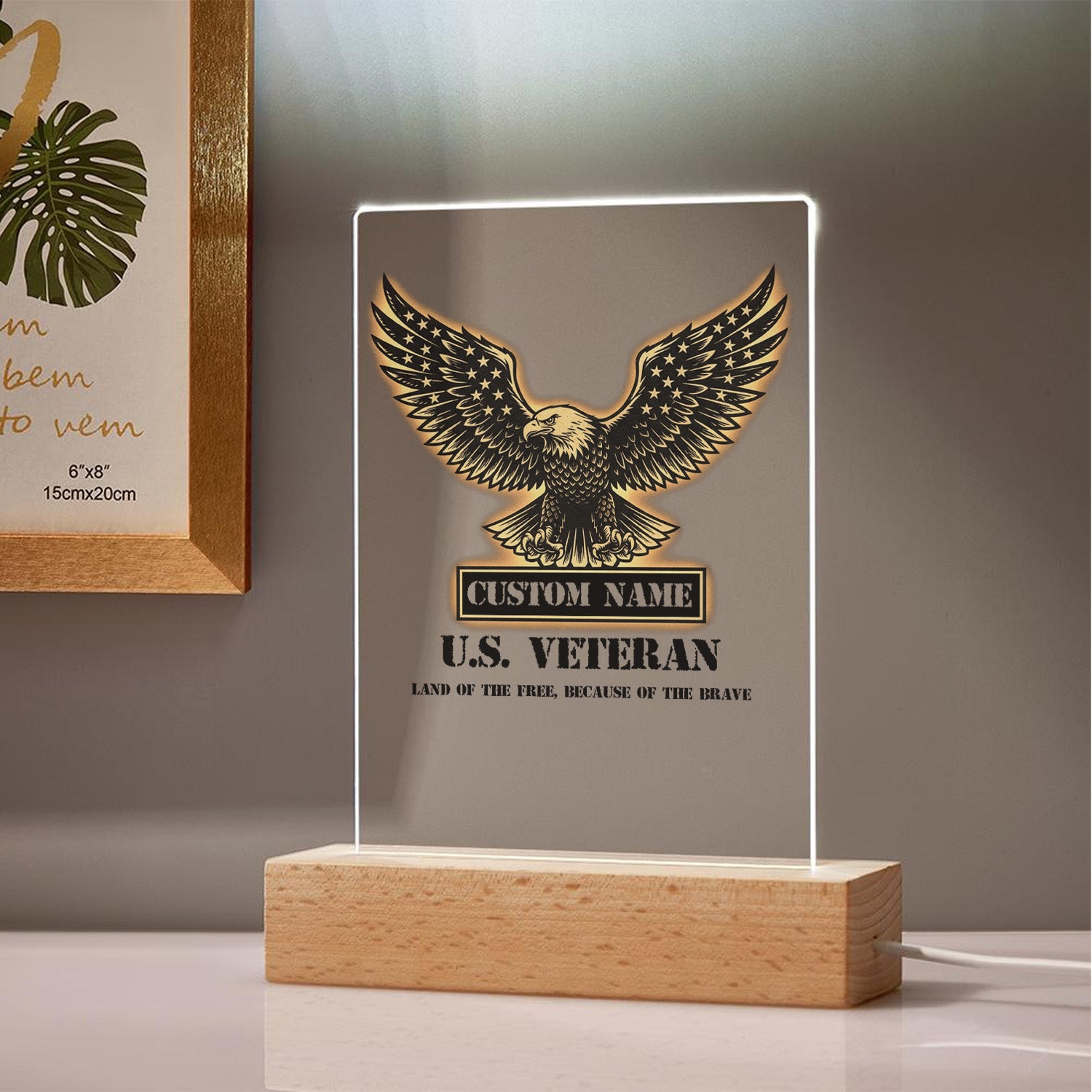 US Veteran Land of the Free Personalized Led Night Light