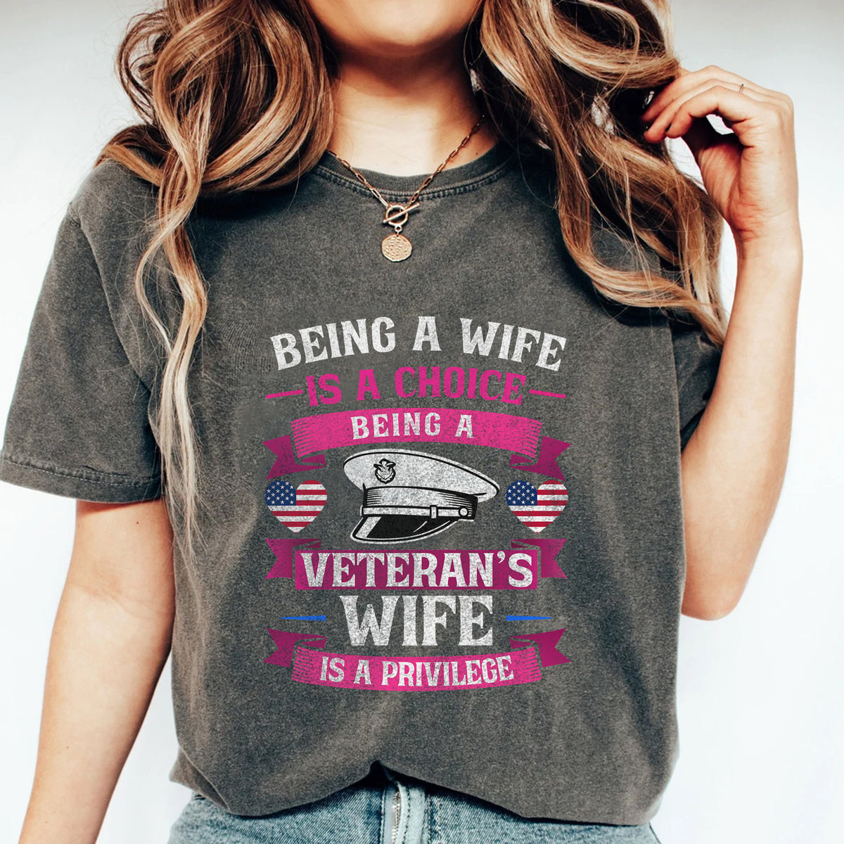 Proud Veteran’s Wife Comfort Colors T-Shirt Main image