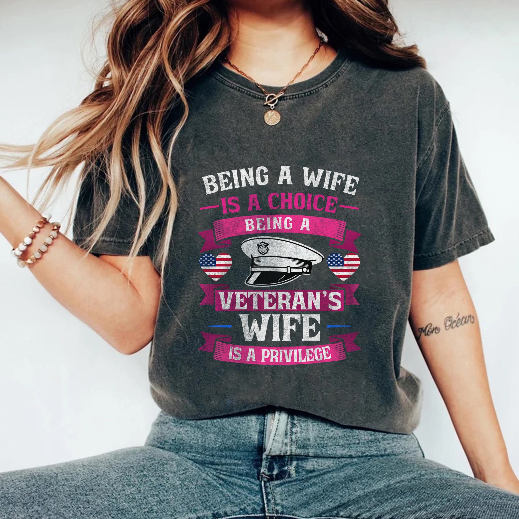 Proud Veteran’s Wife Comfort Colors T-Shirt Secondary image
