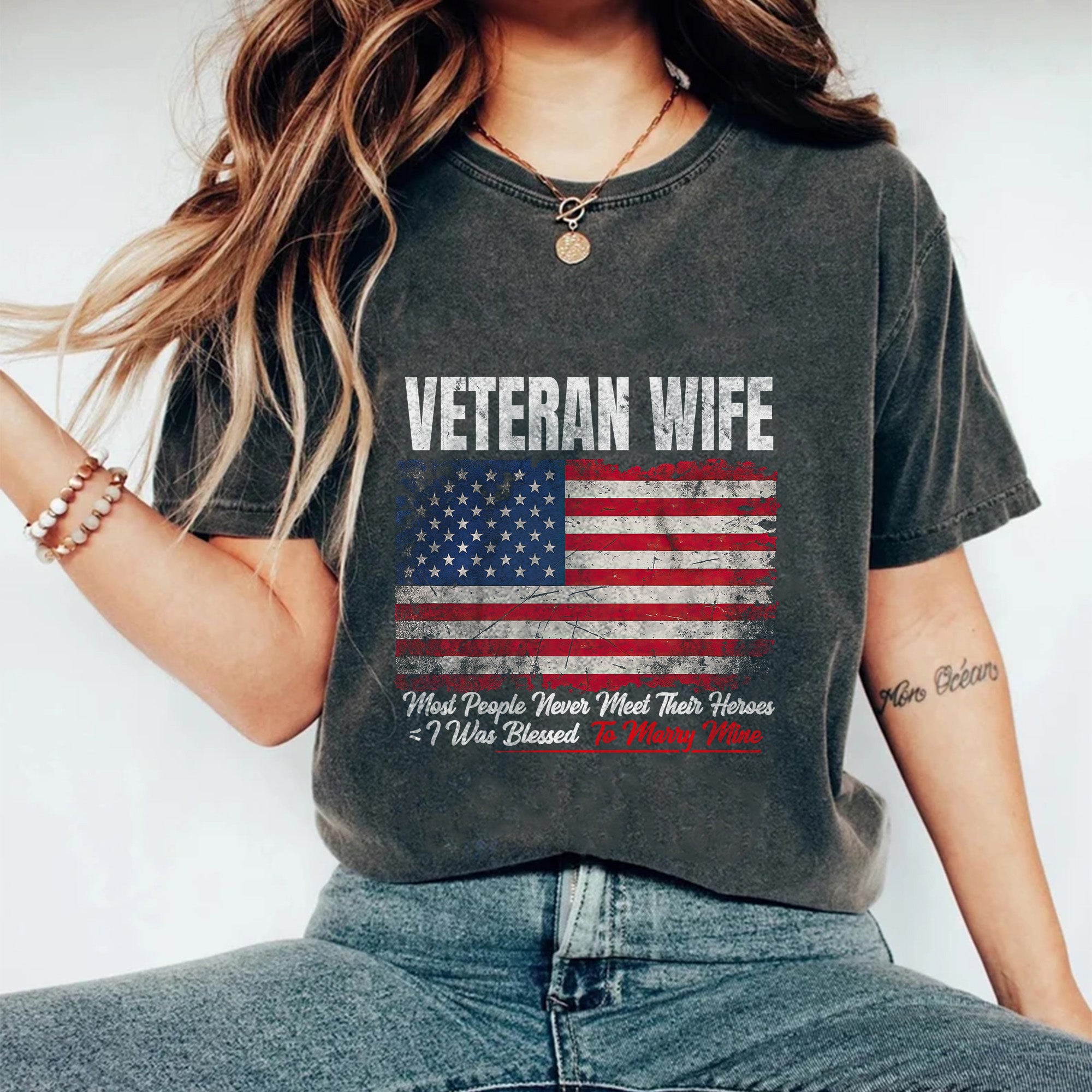 Married My Hero Veteran Wife Comfort Colors T-Shirt Secondary image