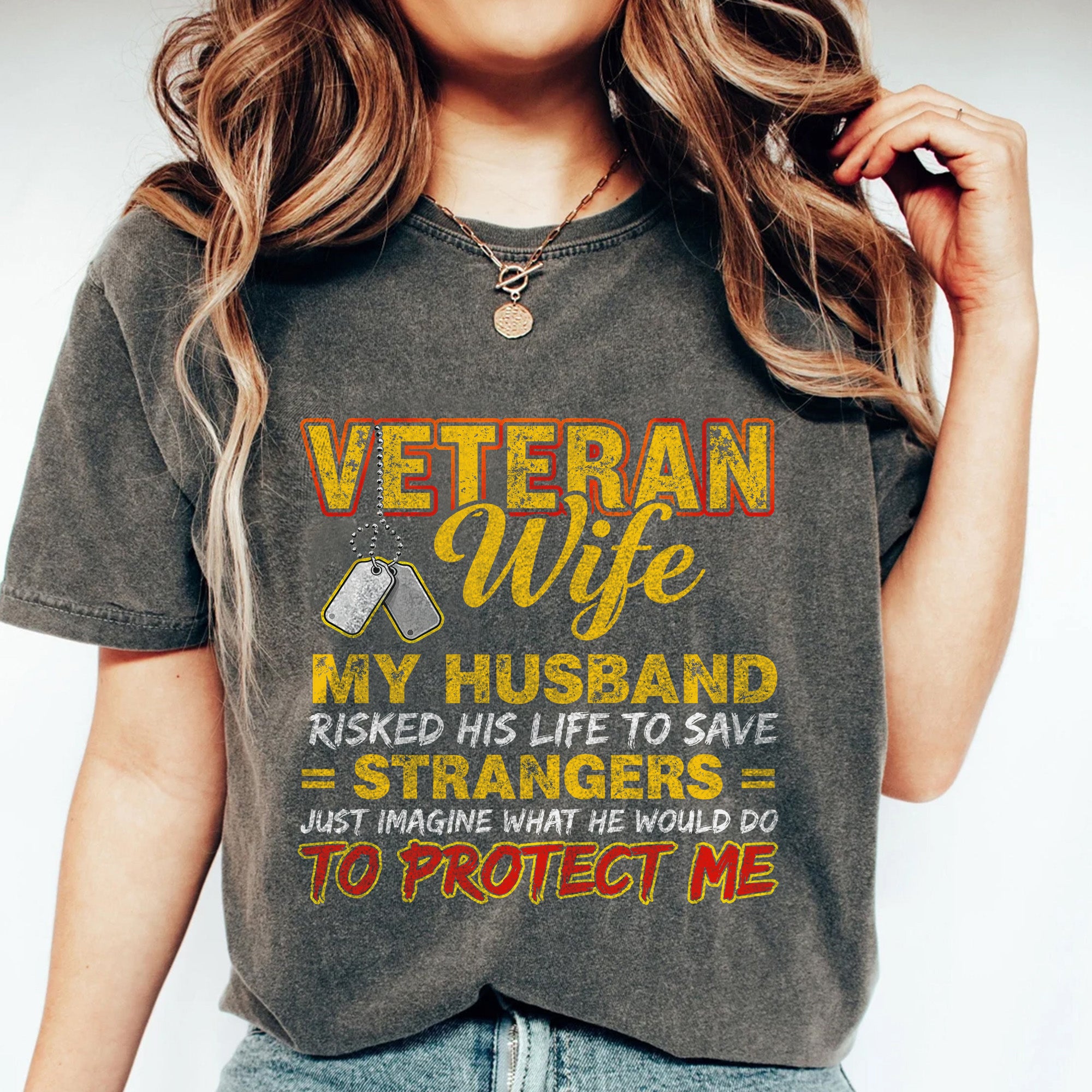 Veteran Wife Protected by Hero Comfort Colors T-Shirt