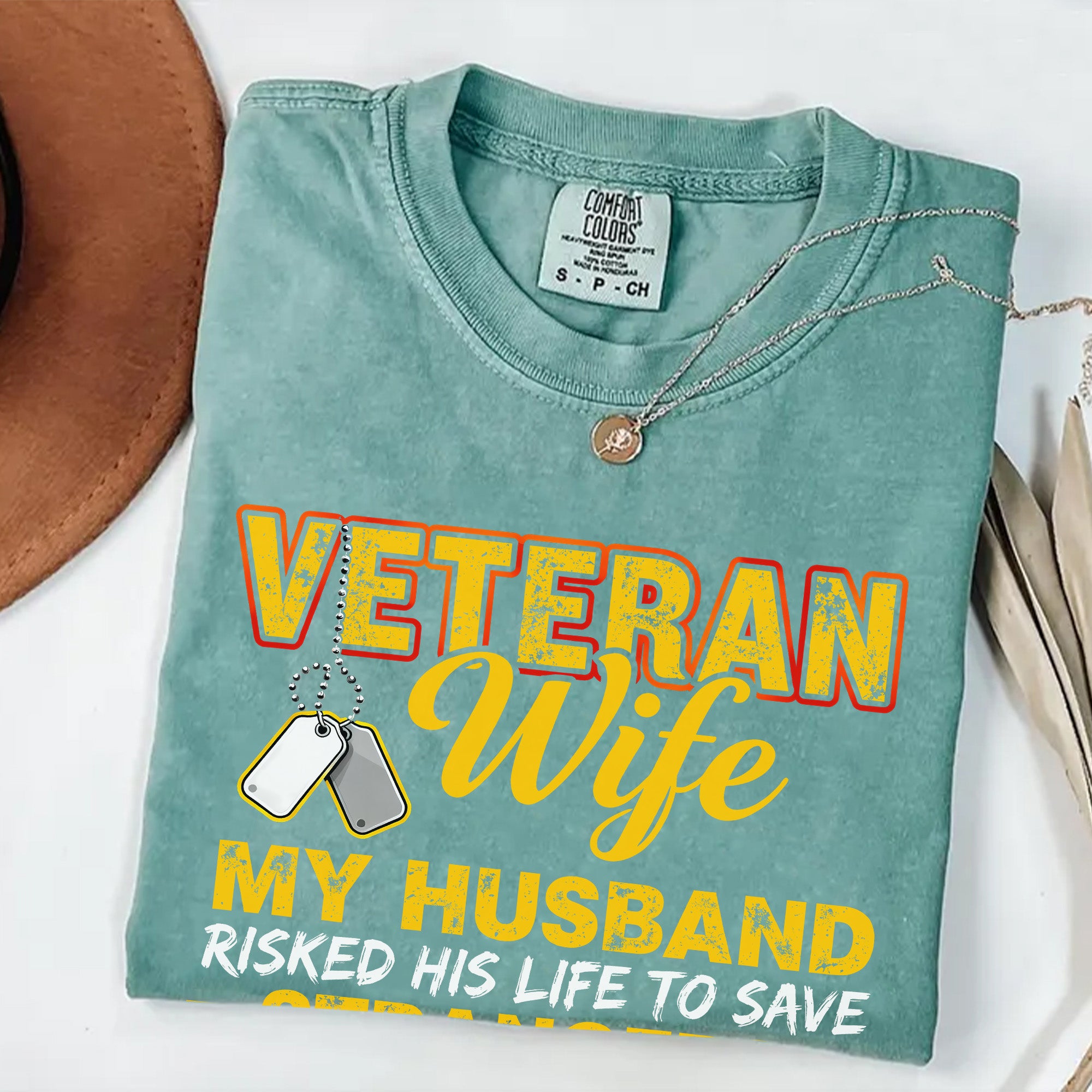 Veteran Wife Protected by Hero Comfort Colors T-Shirt