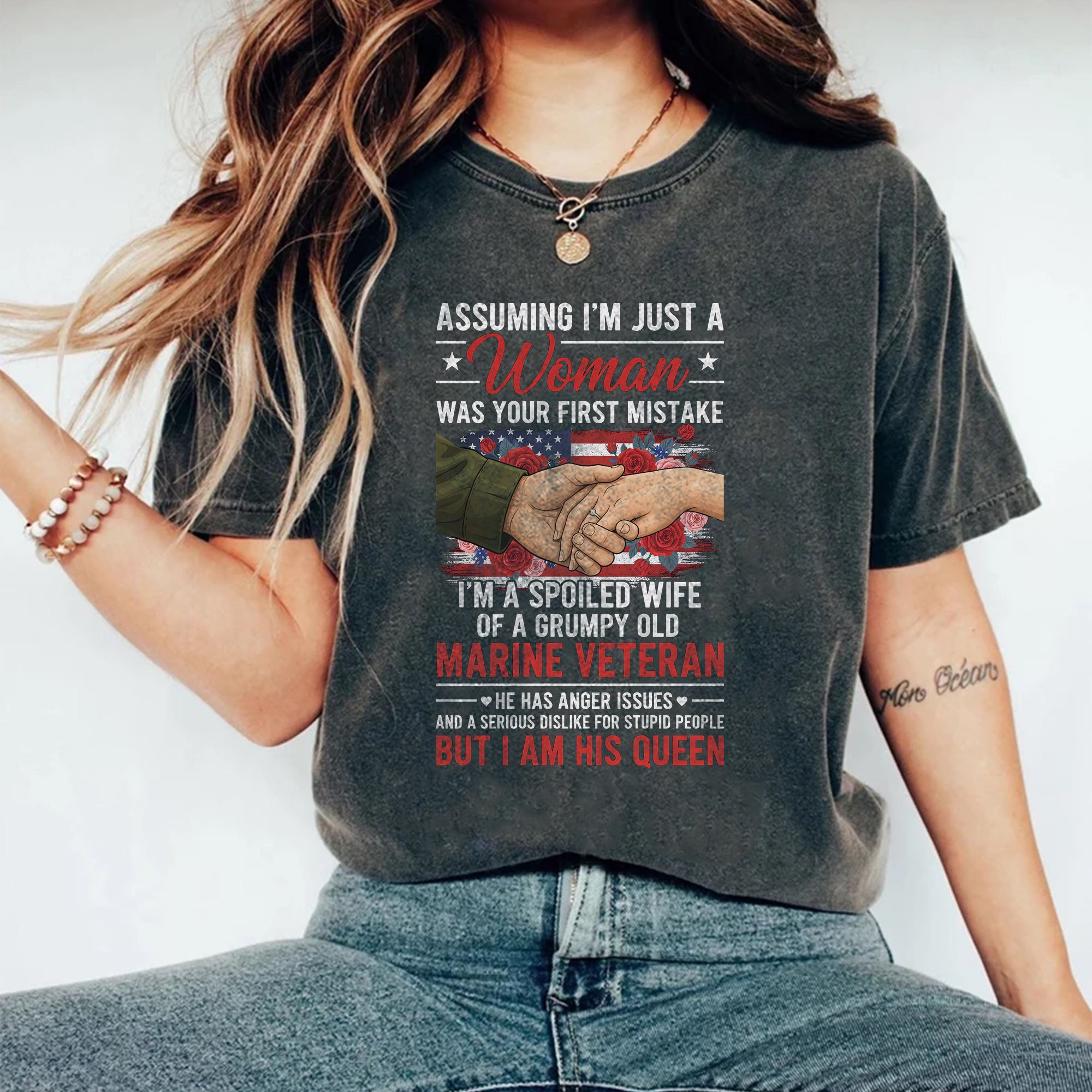 Marine Veteran’s Wife Comfort Colors T-Shirt Secondary image