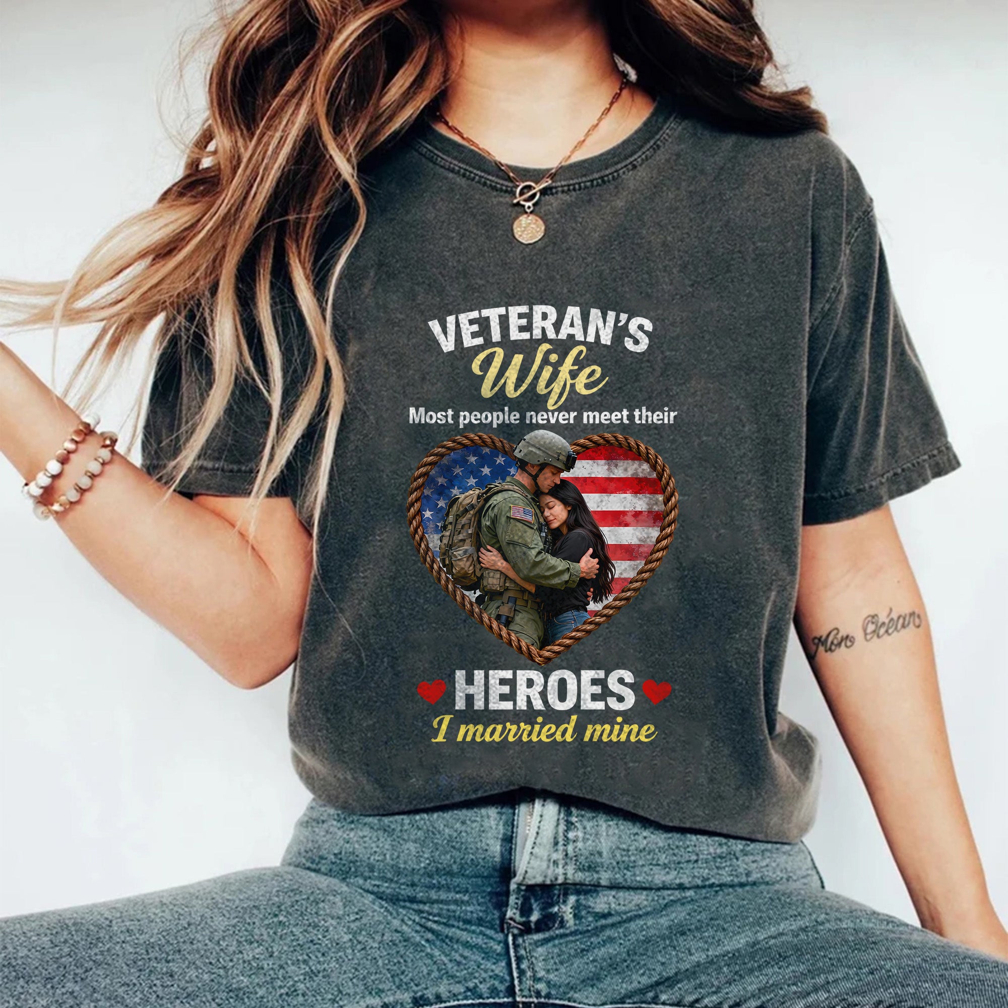 My Hero Veteran’s Wife Personalized Comfort Colors T-Shirt Secondary image