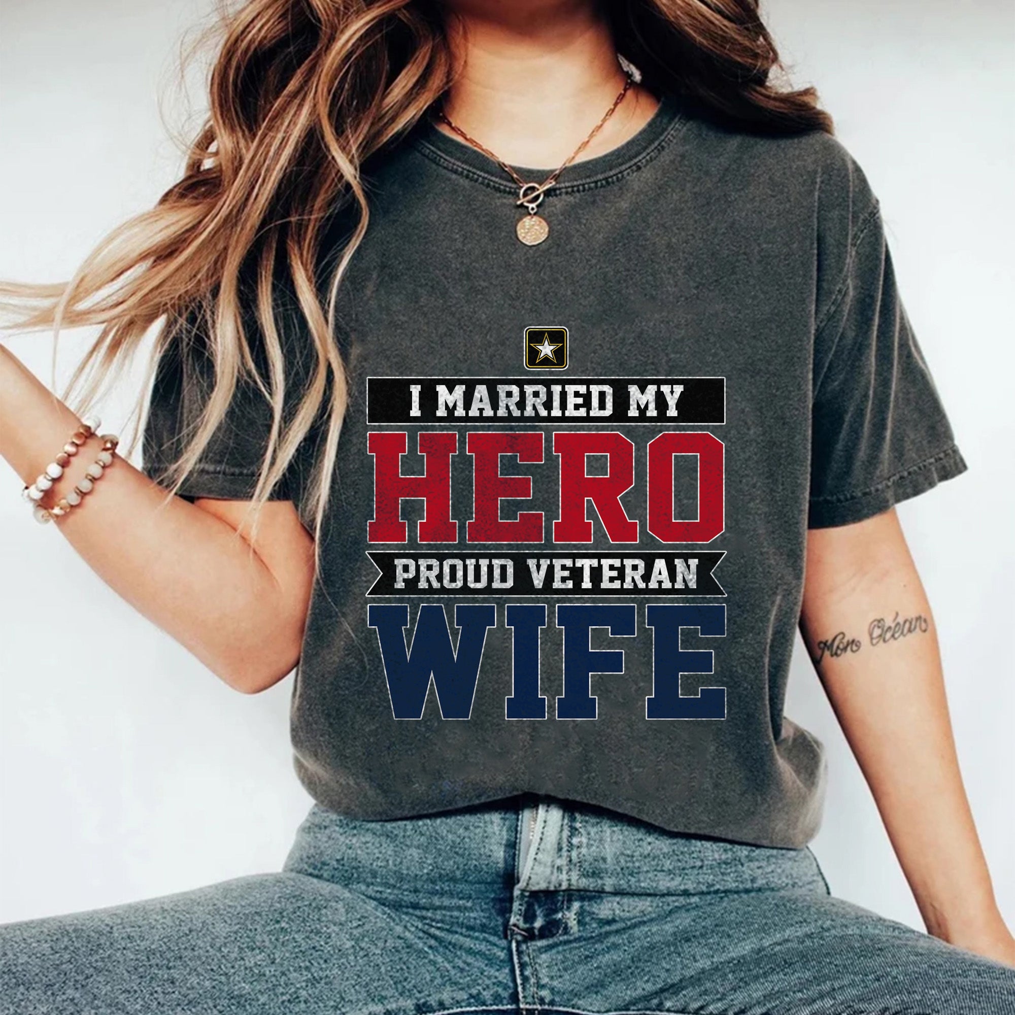 I Married My Hero Proud Comfort Colors T-Shirt Secondary image