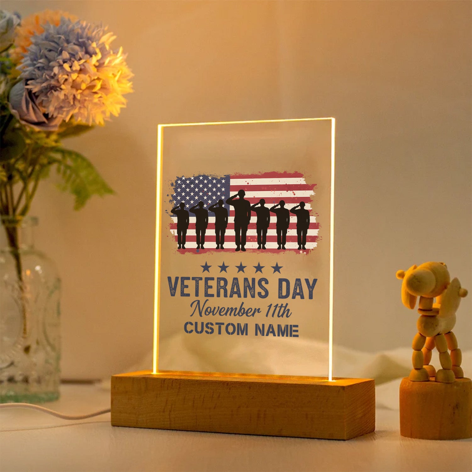 Veteran Pride Personalized Led Night Light
