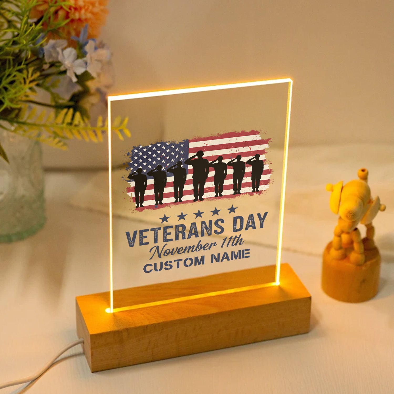 Veteran Pride Personalized Led Night Light