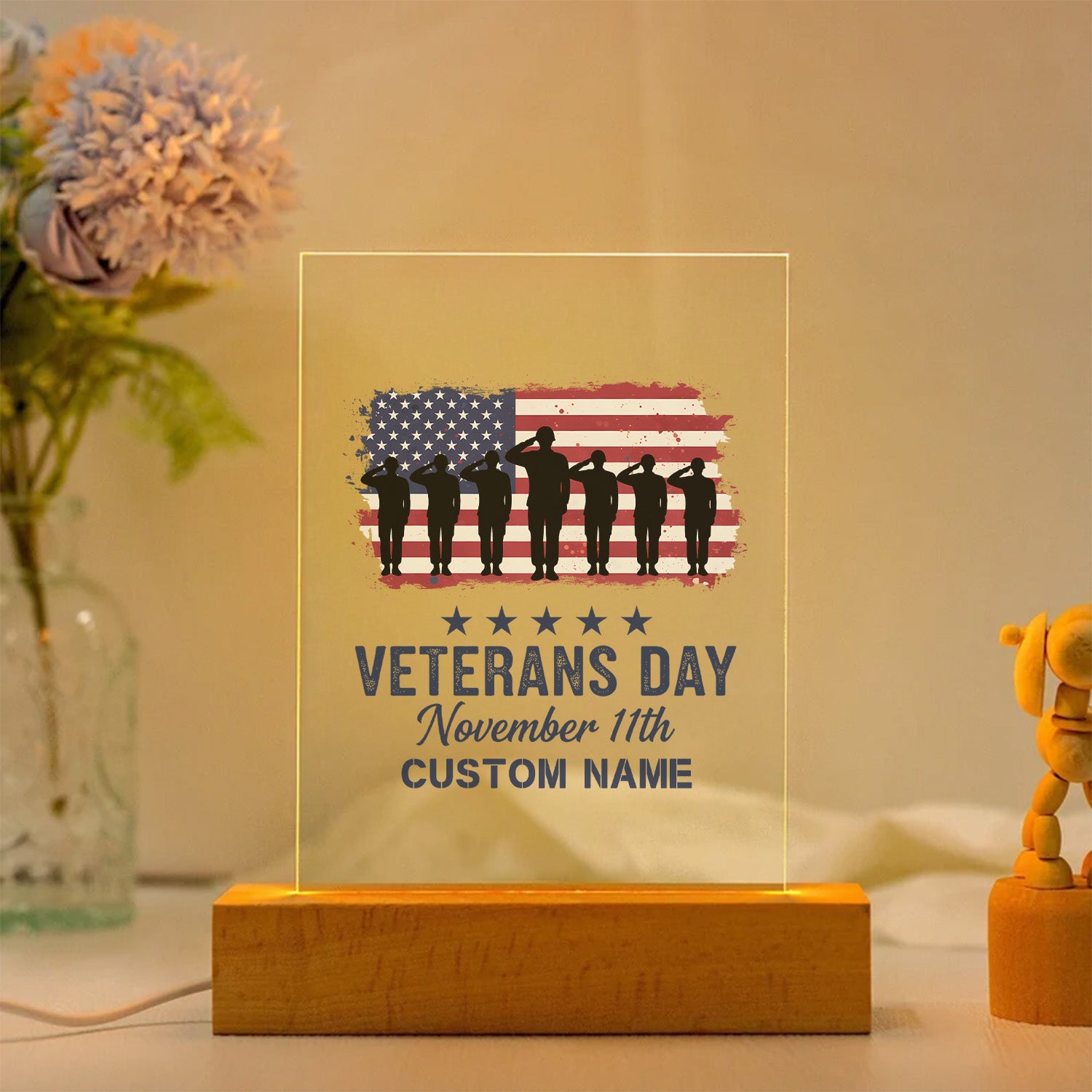 Veteran Pride Personalized Led Night Light