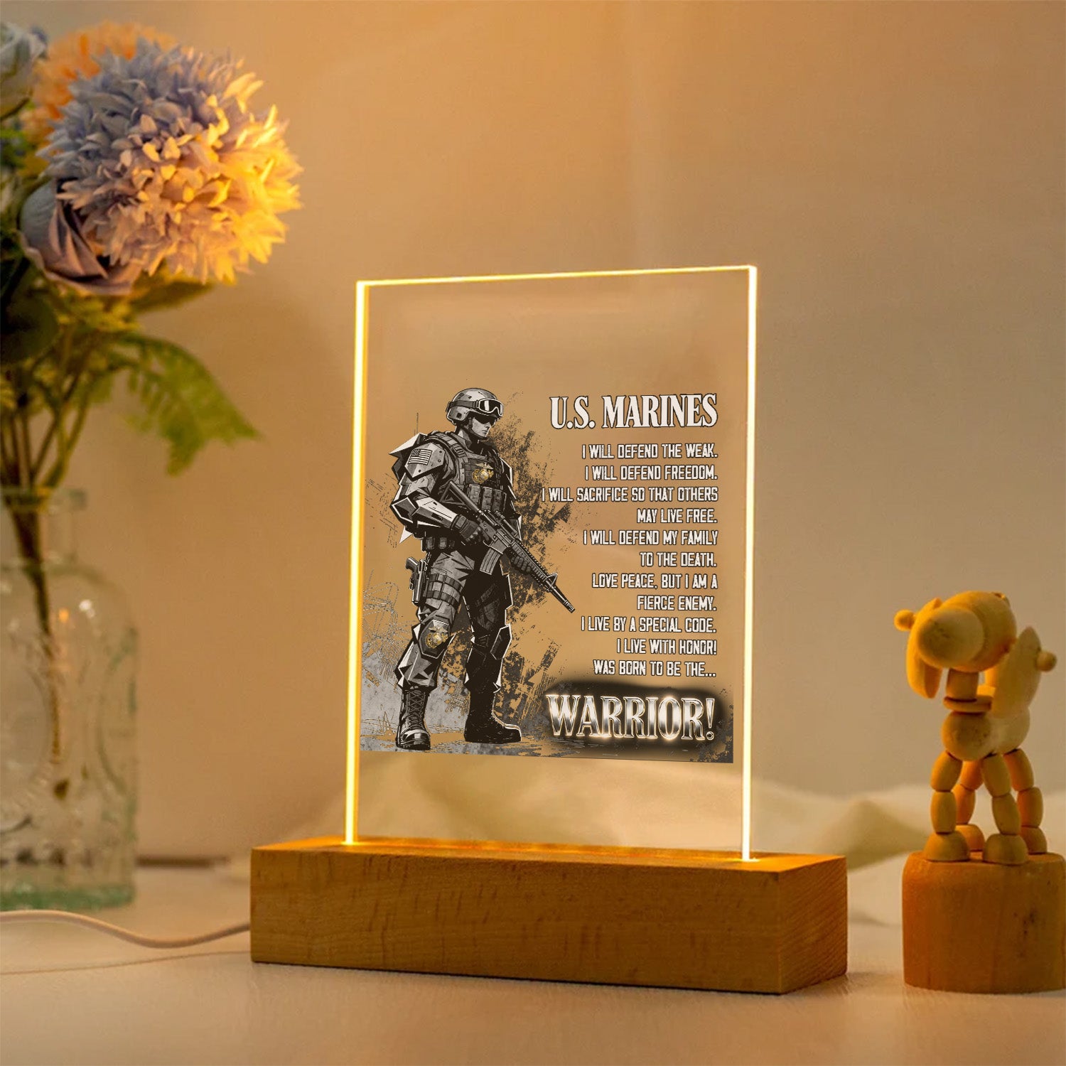 US Marines Honor Courage Led Night Light