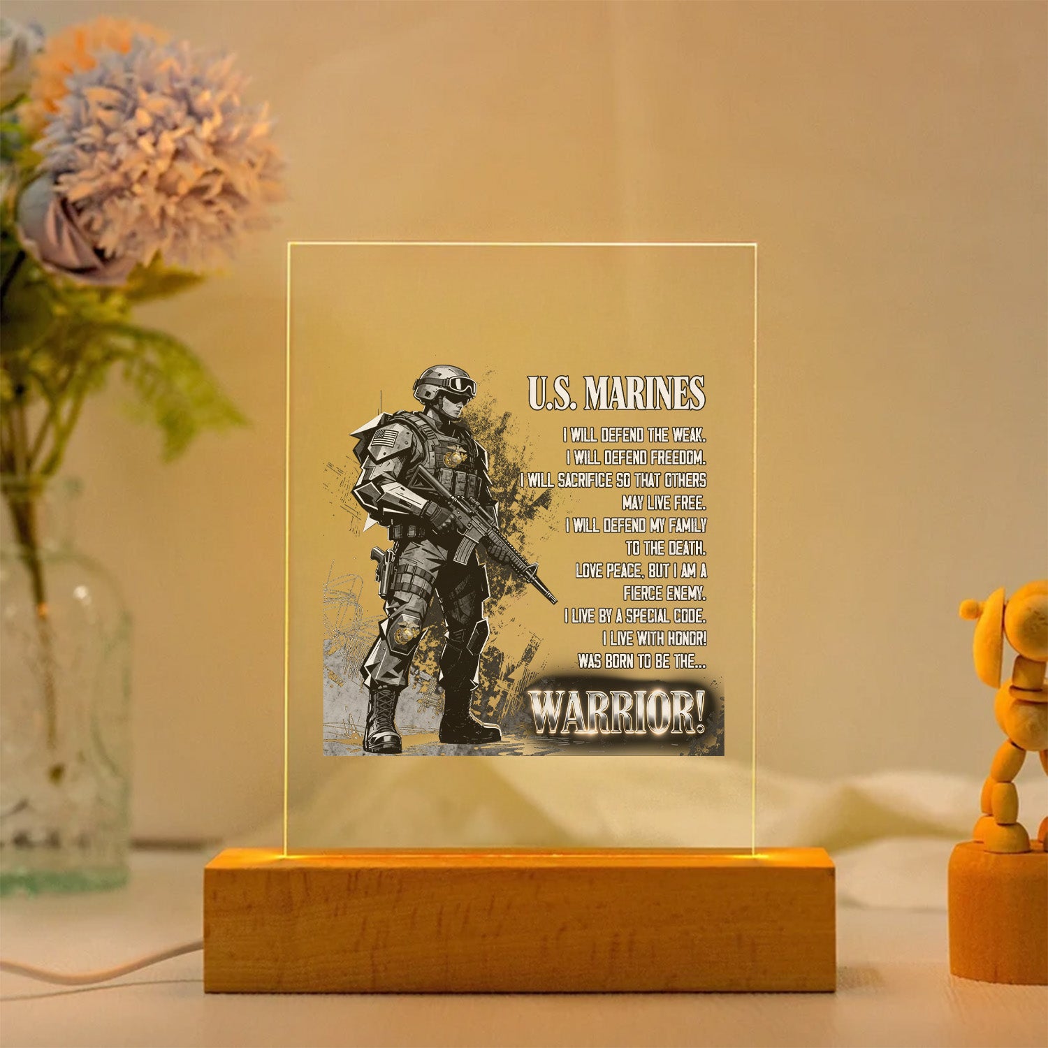 US Marines Honor Courage Led Night Light