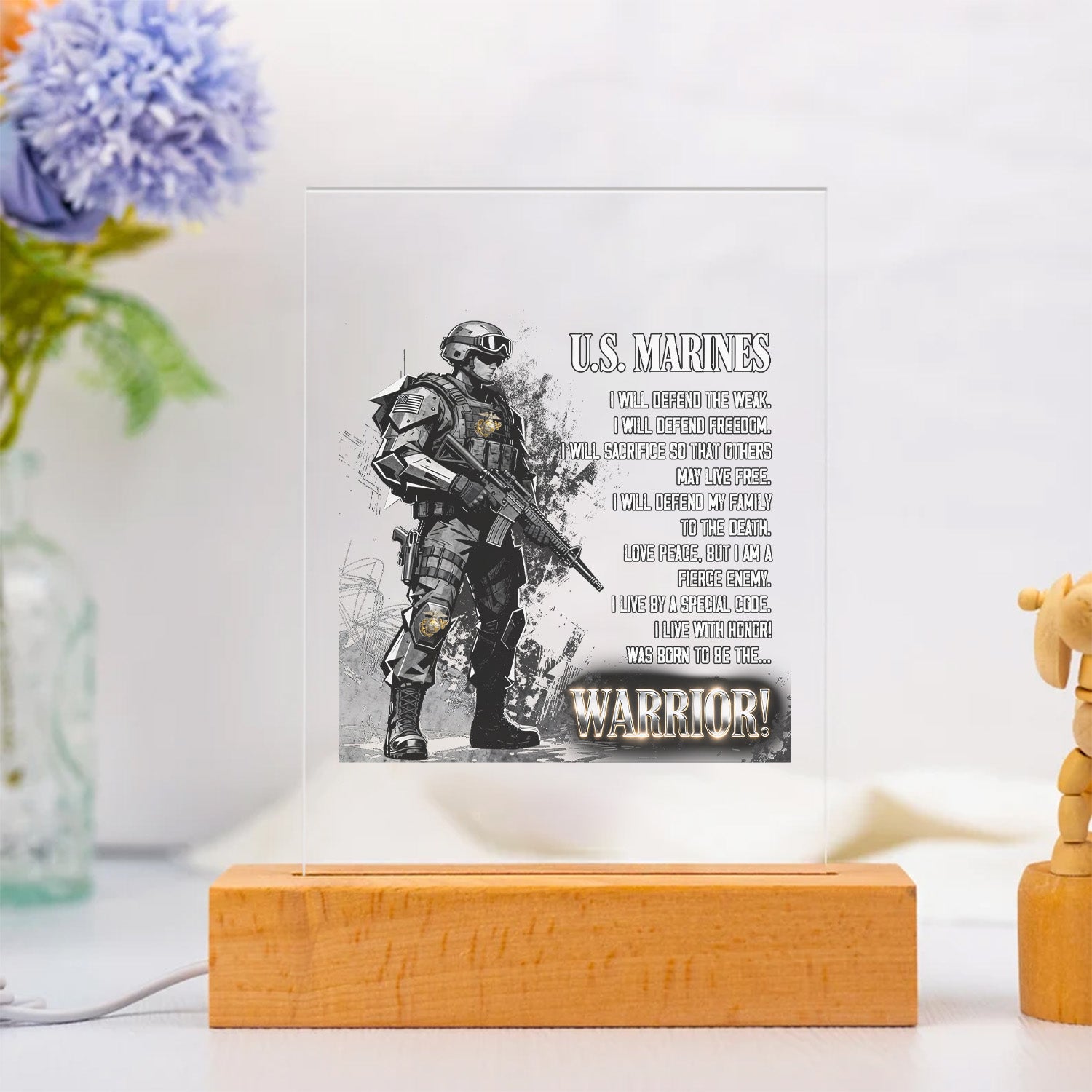 US Marines Honor Courage Led Night Light