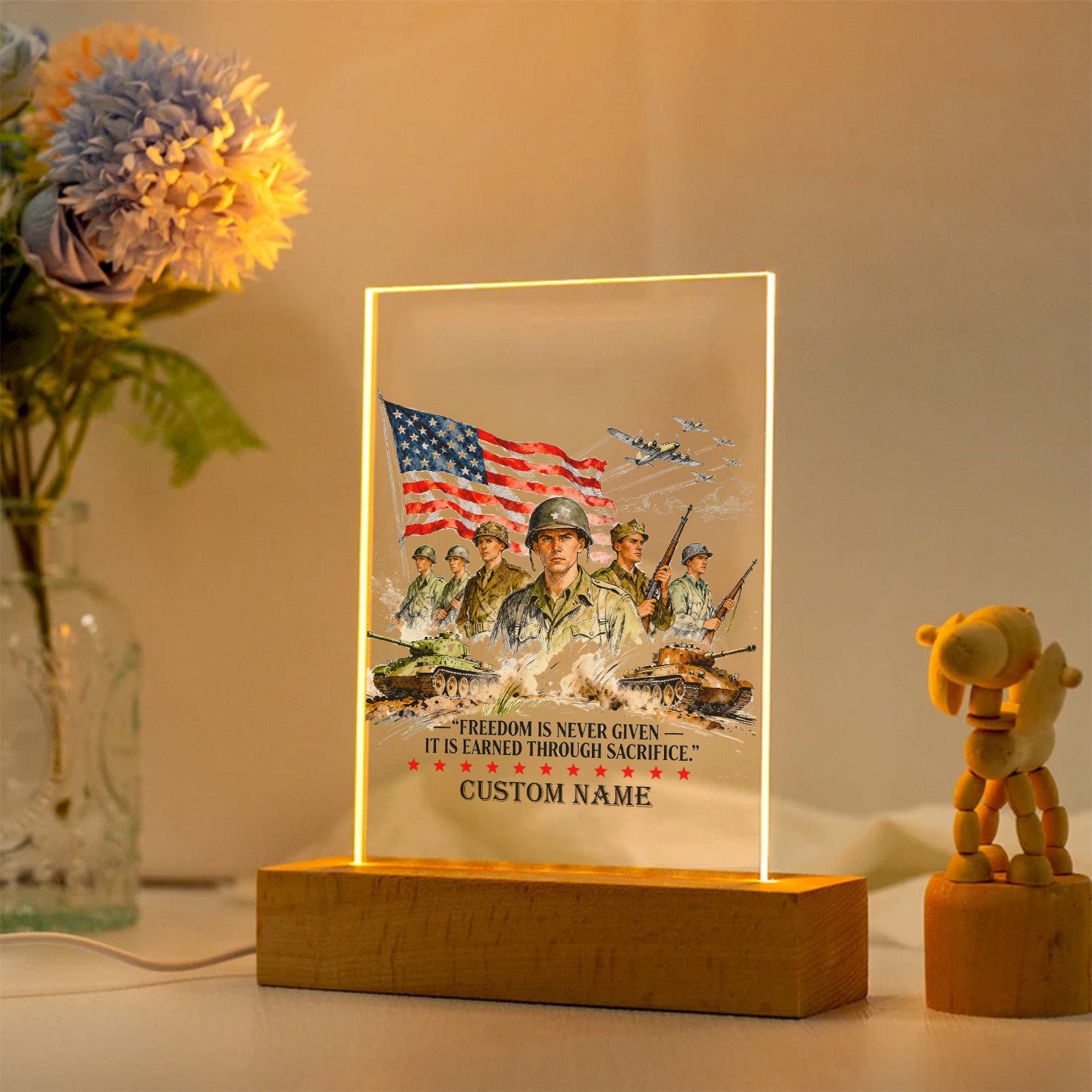 Earned Through Sacrifice Personalized Led Night Light