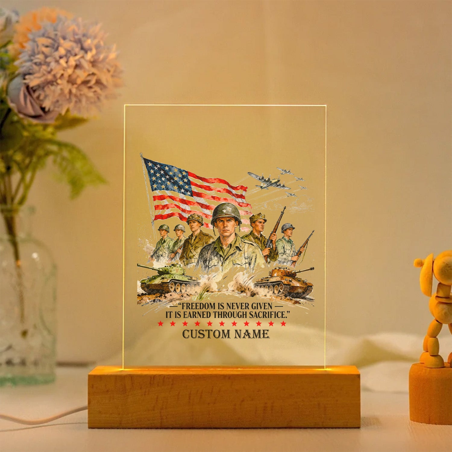 Earned Through Sacrifice Personalized Led Night Light