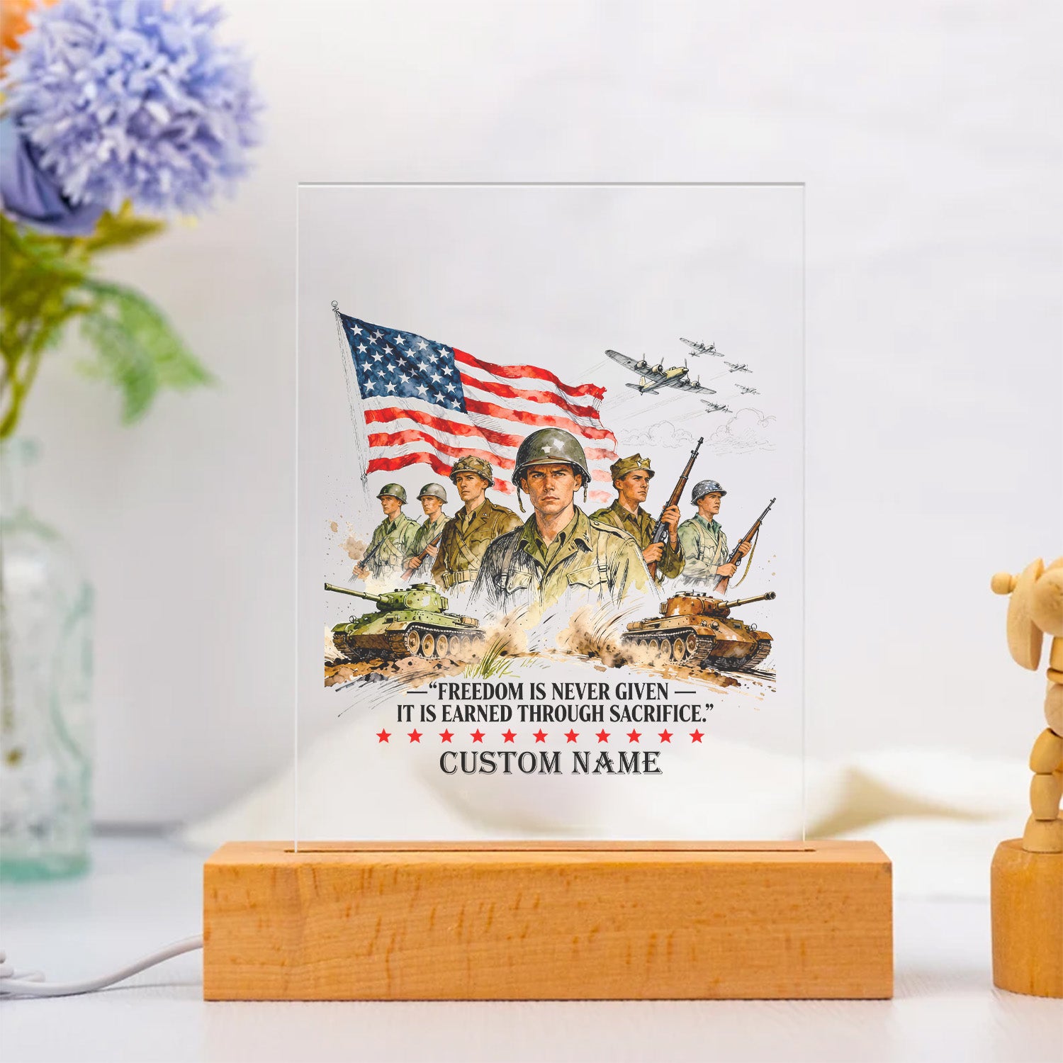 Earned Through Sacrifice Personalized Led Night Light