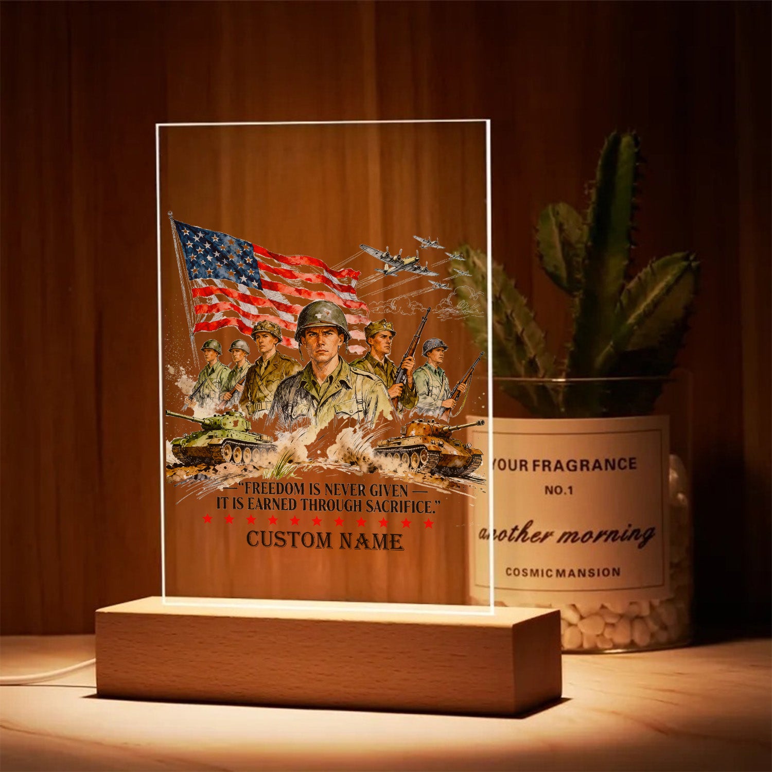 Earned Through Sacrifice Personalized Led Night Light