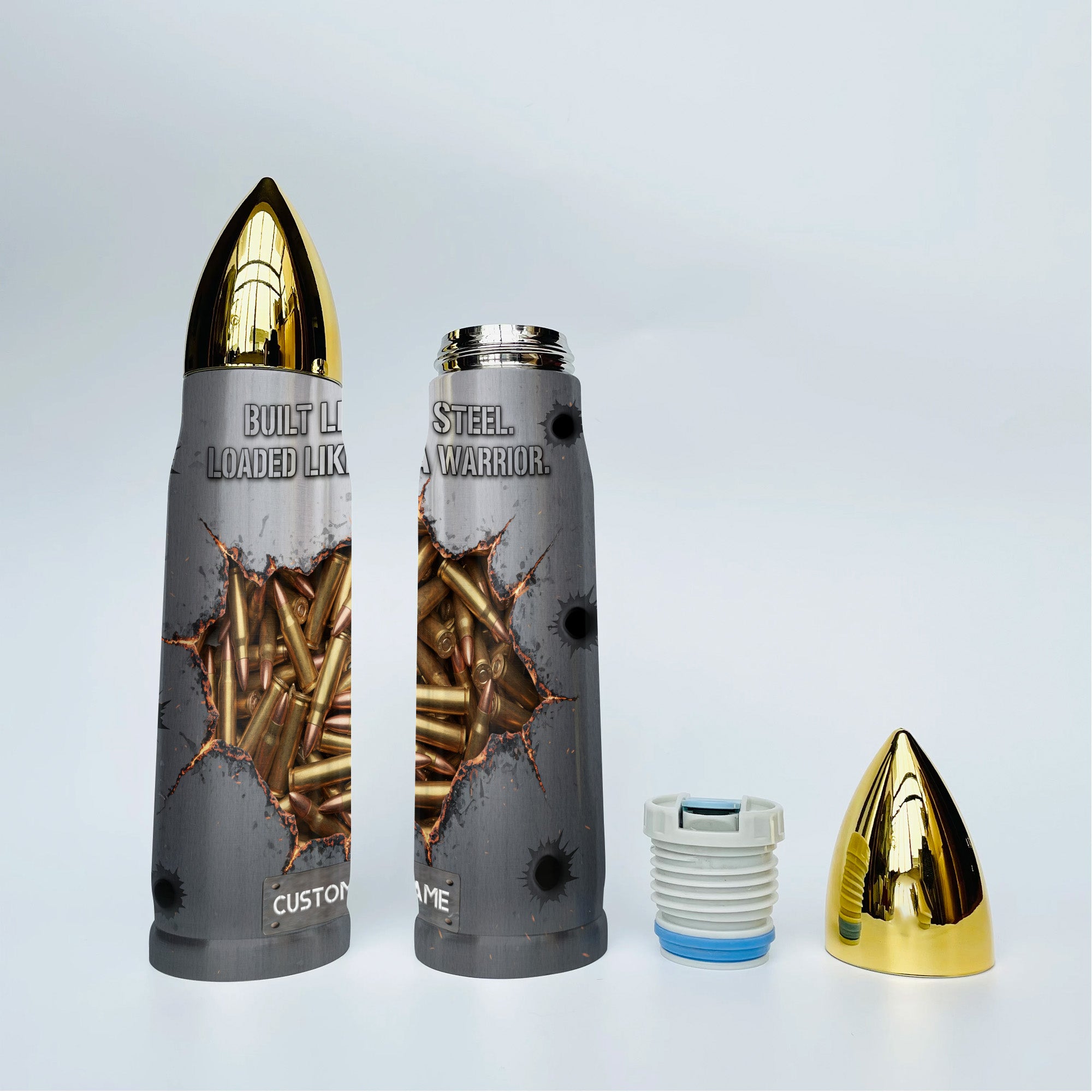 Strength Veteran All-over Print Personalized Bullet Tumbler
