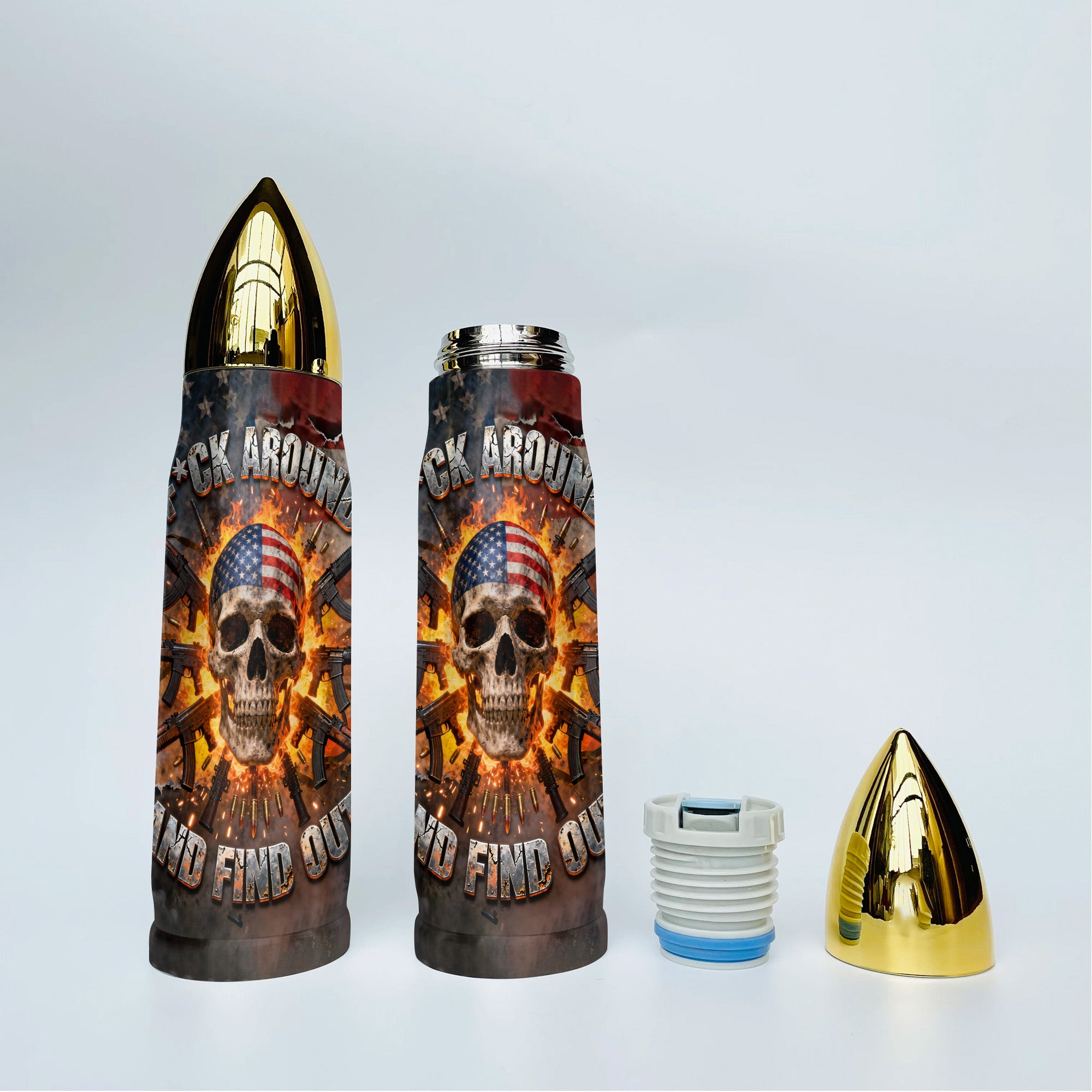Military Veteran Warning All-over Print Bullet Tumbler
