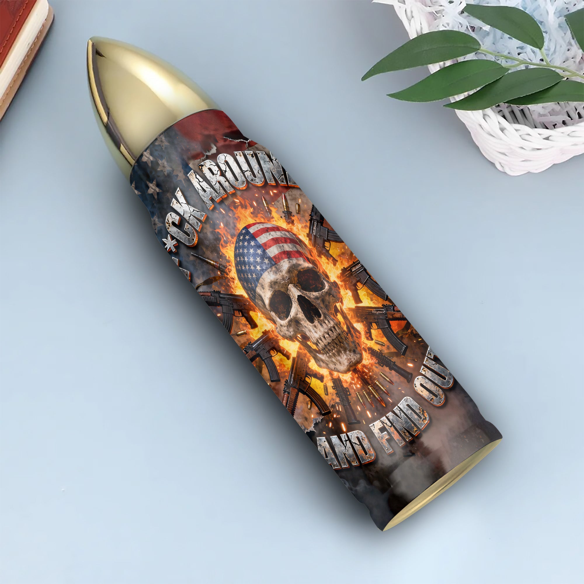 Military Veteran Warning All-over Print Bullet Tumbler