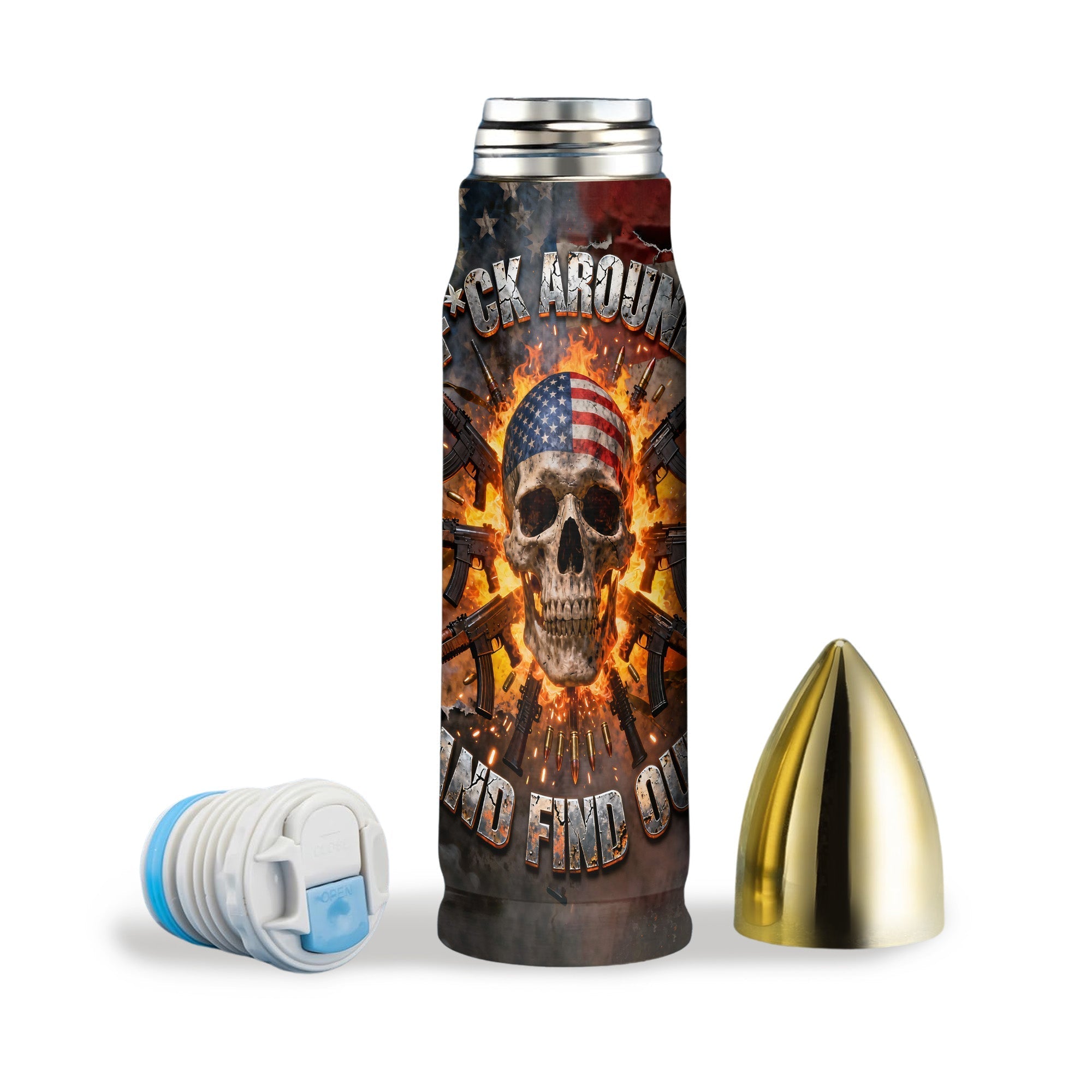 Military Veteran Warning All-over Print Bullet Tumbler