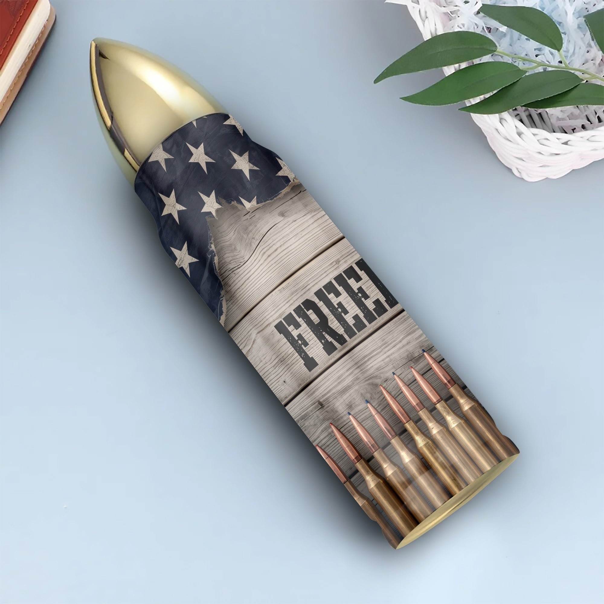 Second Amendment Veteran All-over Print Bullet Tumbler