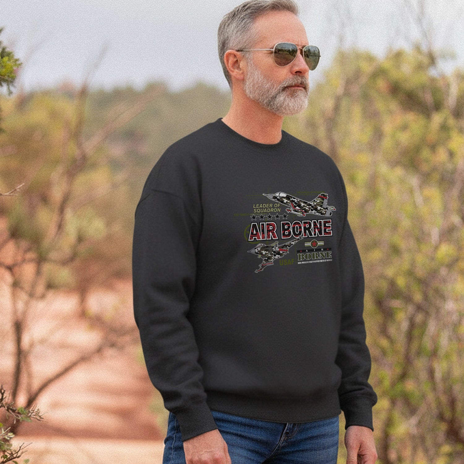 Leader of Squadron The Shield of Freedom Airborne USAF High Mobility Multipurpose Wheeled Vehicle Sweatshirt