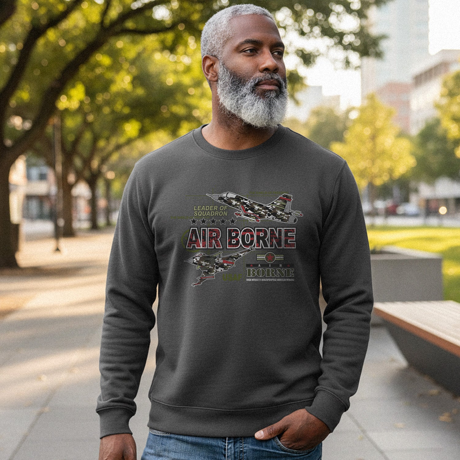 Leader of Squadron The Shield of Freedom Airborne USAF High Mobility Multipurpose Wheeled Vehicle Sweatshirt
